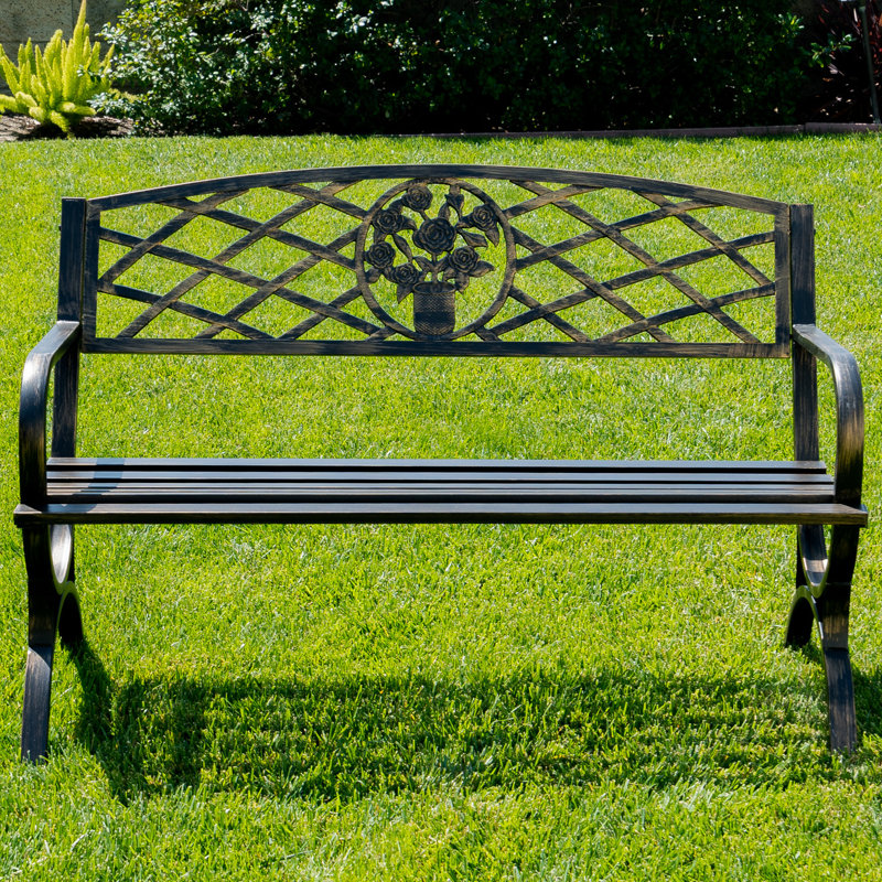 Belleze Outdoor Metal Park Bench & Reviews Wayfair